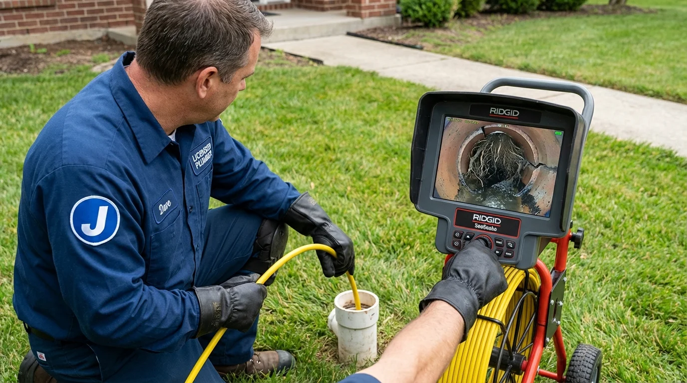 Sewer camera inspection being performed by Johns Plumbing LLC in Concord